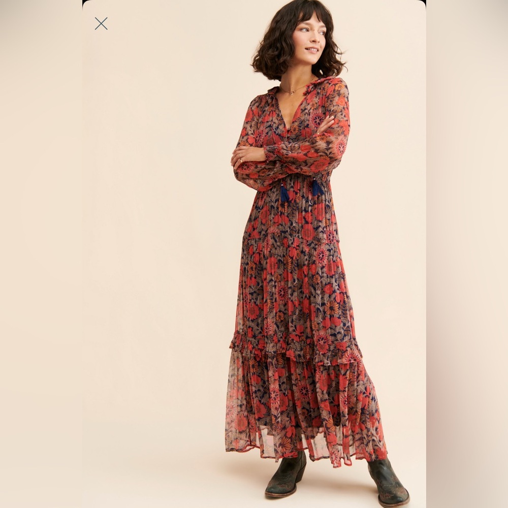 Anthropologie Multicolor Floral Long Sleeve Dress